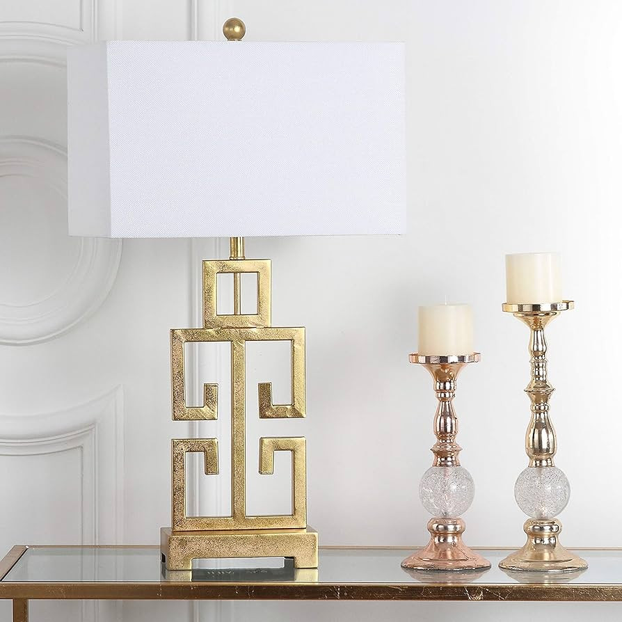 SAFAVIEH Lighting Collection Greek Key Farmhouse Glam Antique Gold 29-inch Bedroom Living Room Ho... | Amazon (US)