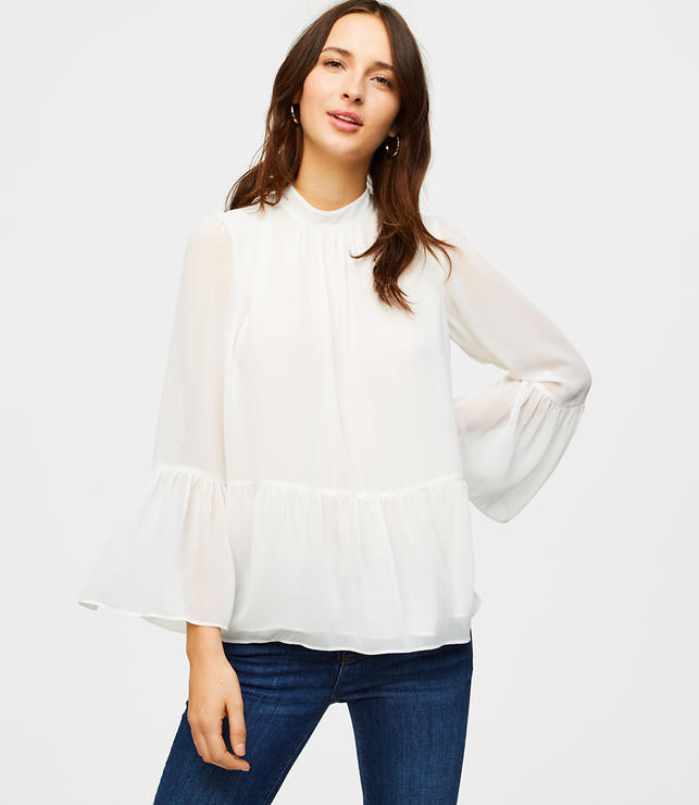Bell Sleeve Peplum Blouse | LOFT