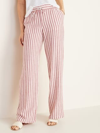 Mid-Rise Wide-Leg Linen-Blend Pull-On Pants for Women | Old Navy US