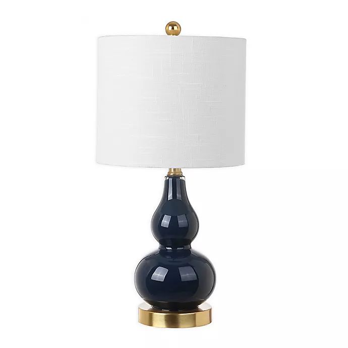 JONATHAN Y Trish Mini Table Lamp in Navy with Linen Shade | Bed Bath & Beyond