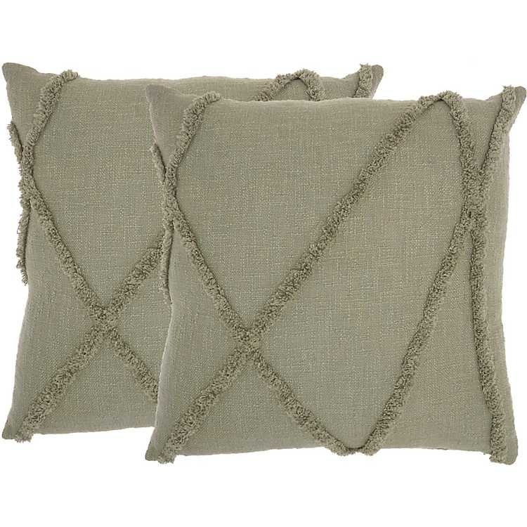 Sage Tufted Diamond 2-pc. Pillows, 24 in. | Kirkland's Home