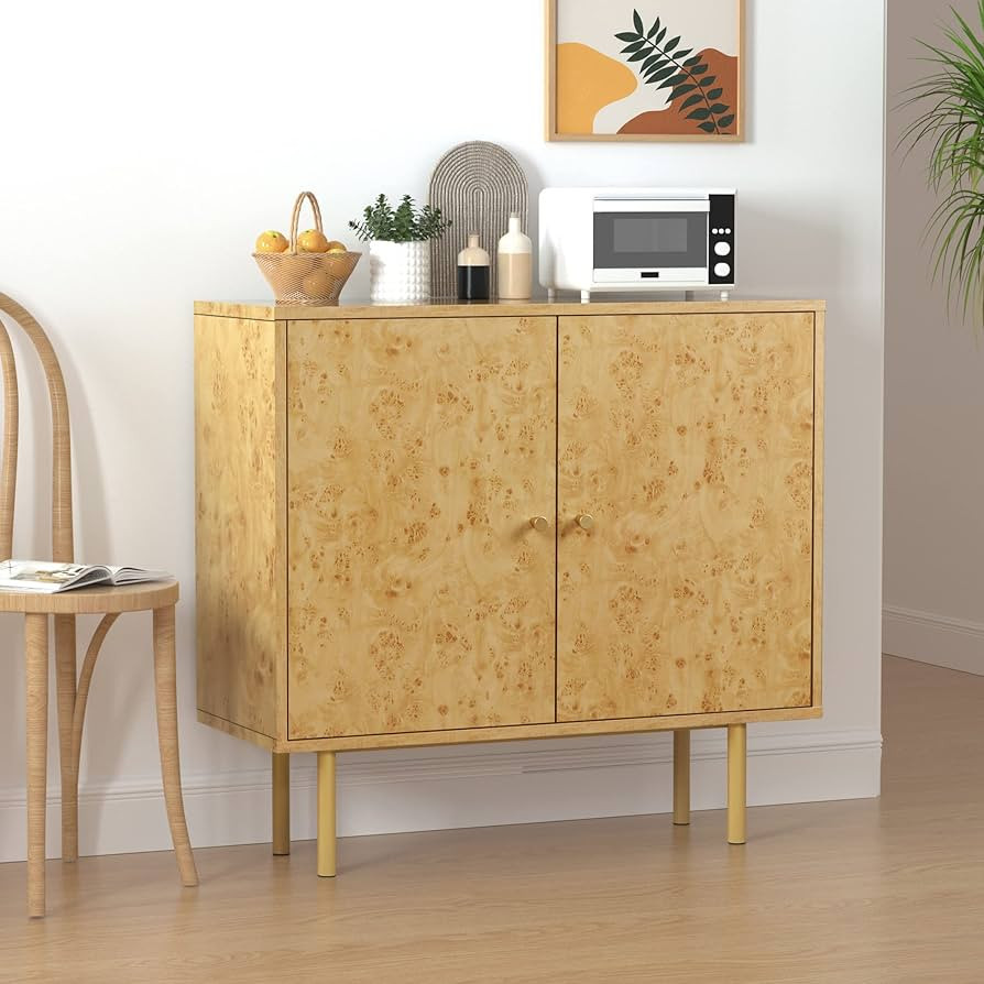 Giluta Wood Storage Cabinet Sideboard Buffet Cabinet, Freestanding Cupboard with 4 Metal Legs and... | Amazon (US)