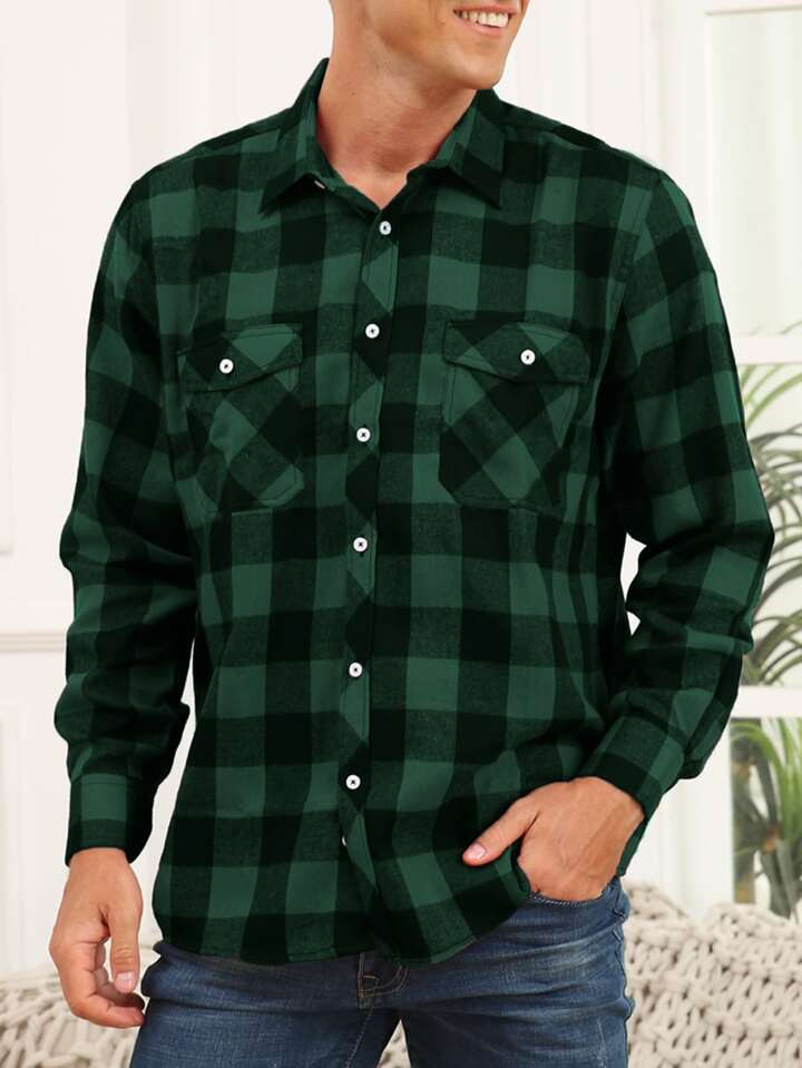 Men Plaid Print Flap Pocket Shirt | SHEIN