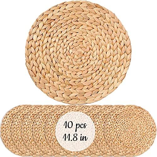 Round Placemats for Dining Table, Water Hyacinth Wicker Placemats, Placemats for Round Table, Wov... | Amazon (US)