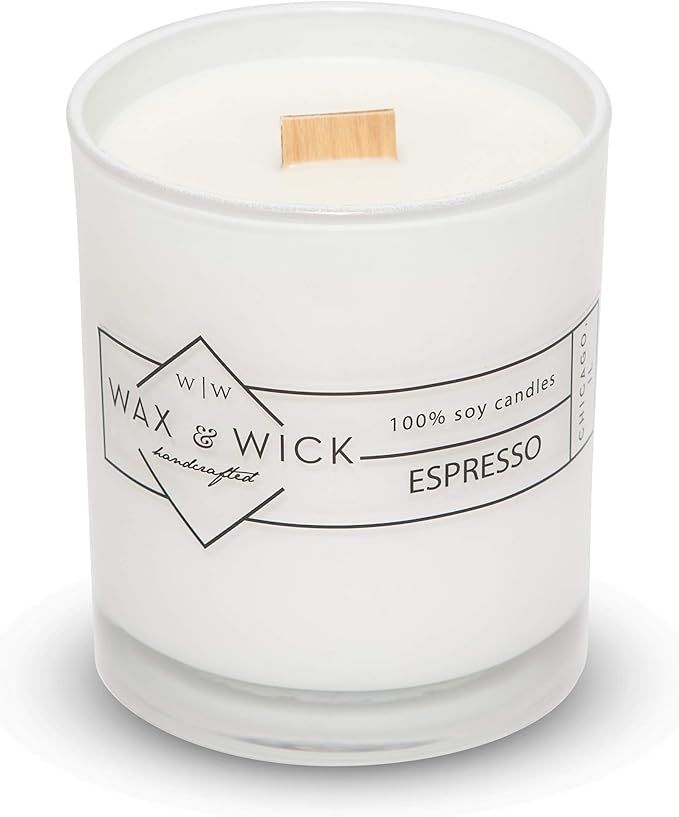 Scented Soy Candle: 100% Pure Soy Wax with Wood Double Wick | Burns Cleanly up to 60 Hrs | Espres... | Amazon (US)