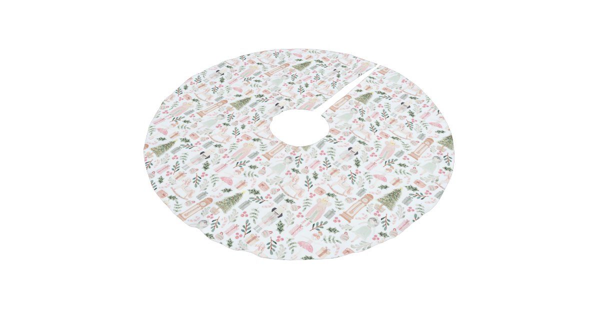 The Nutcracker watercolor holiday Brushed Polyeste Brushed Polyester Tree Skirt | Zazzle | Zazzle