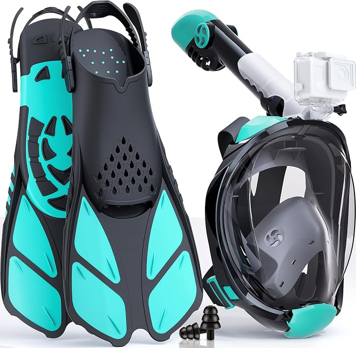 Schnorchelset f\u00fcr Erwachsene, Faltbare Vollgesichtsmaske mit Flossen, CO2-sicher, Anti-Besch... | Amazon (DE)