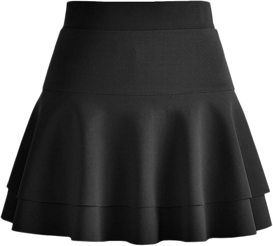 Afibi Casual Mini Stretch Waist Flared Plain Pleated Skater Skirt | Amazon (US)