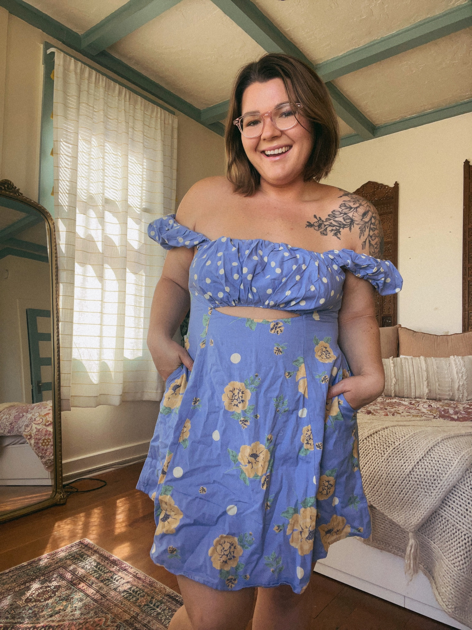 How cute is this double pattern dress?! Wearing size large! Everything from my recent FP haul linked below as well  

#LTKmidsize #LTKbump #LTKcurves