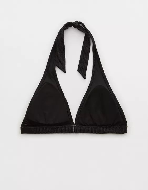 Aerie Shine Pique Halter Triangle Bikini Top | Aerie