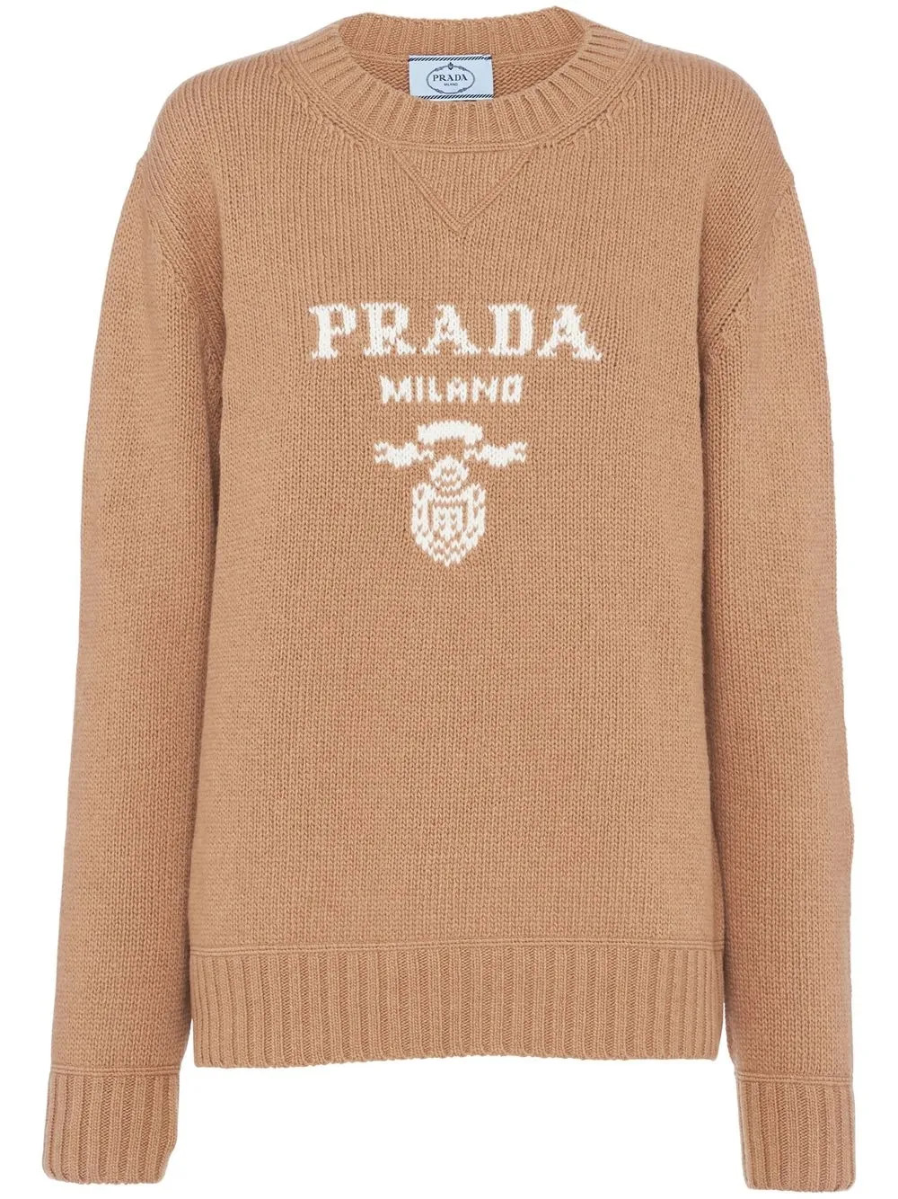 Prada crew-neck Logo Intarsia Knit Jumper - Farfetch | Farfetch Global