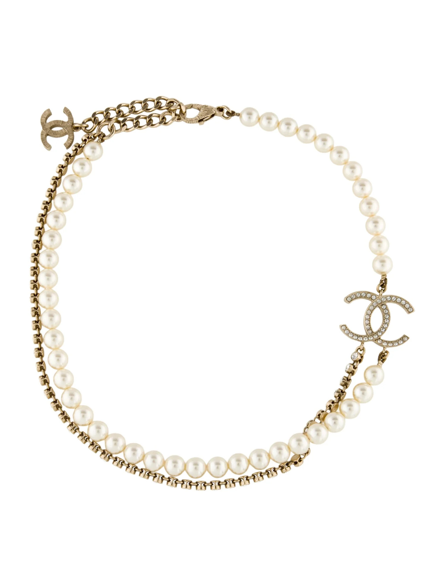 Chanel Faux Pearl & Strass CC Double Strand Necklace - Bead Strand, Necklaces - CHA1332094 | The ... | The RealReal