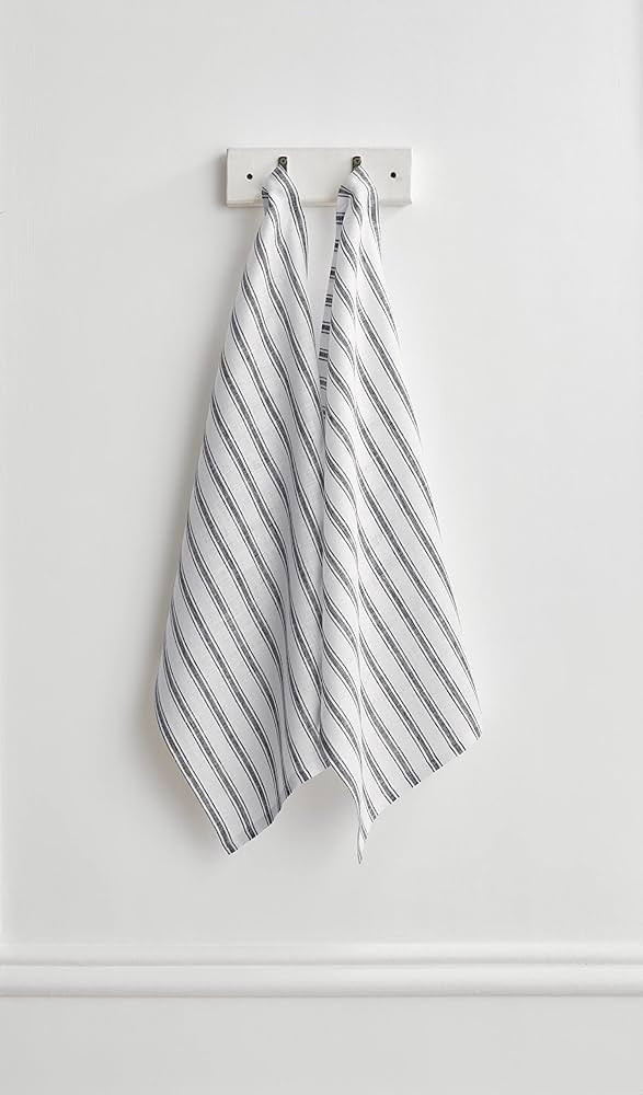 Solino Home Linen Kitchen Towels – 17 x 26 Inch, 100% Pure Linen Tea Towels, Black and White ... | Amazon (US)