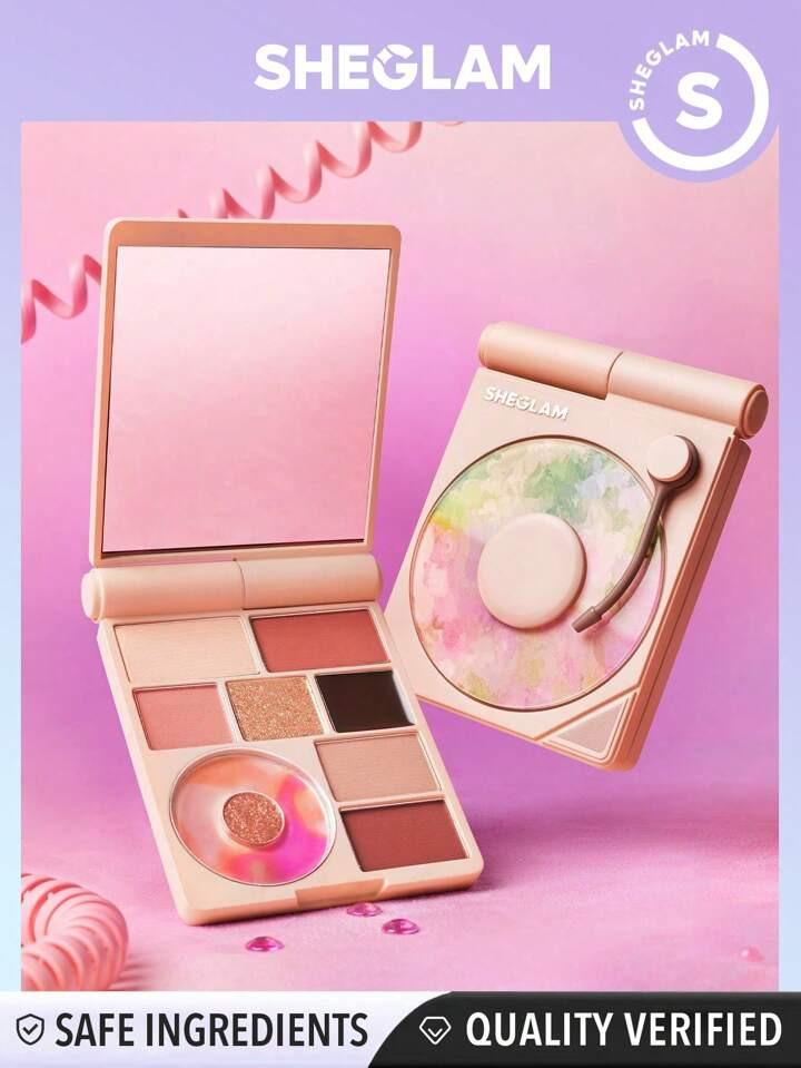 SHEGLAM Vinyl Pop Color Palette-Rose Sonata 9-Color Shimmer Matte Eyeshadow Palette Rose Pearlesc... | SHEIN