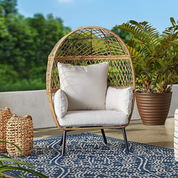 Better Homes & Gardens Ventura Stationary Outdoor Egg Chair (Natural) (Natural) | Amazon (US)