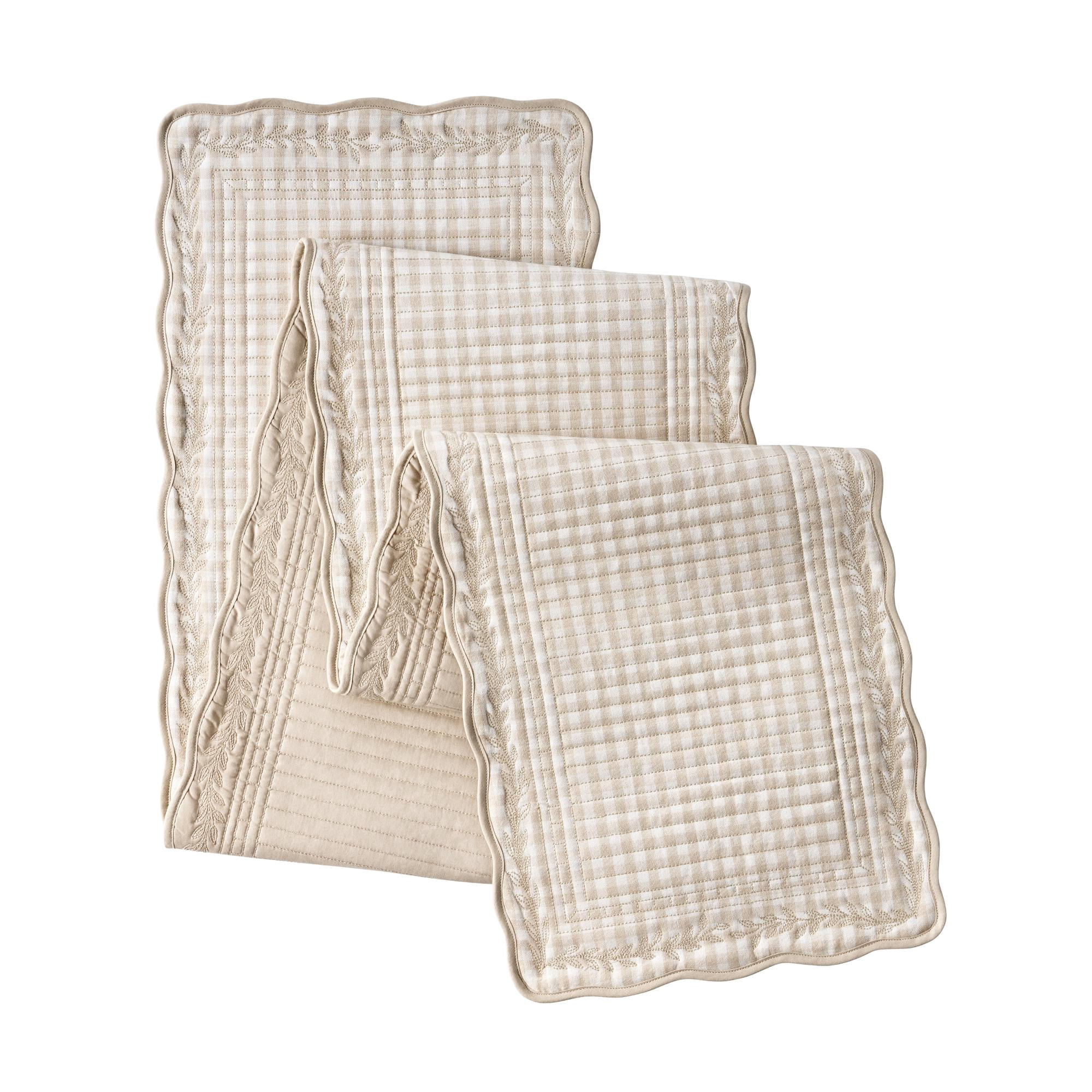 The Pioneer Woman Quilted Mini Gingham Woven Table Runner, Beige, 14"x90" | Walmart (US)