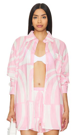 Heather Cotton Shirt in Pink & White | Revolve Clothing (Global)