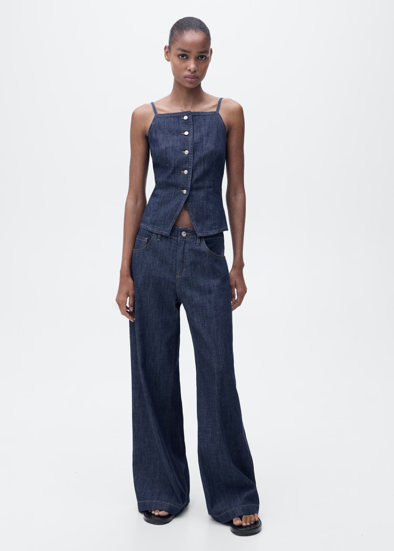 Buttoned denim top - Women | MANGO USA | Mango (US/MX/AU)