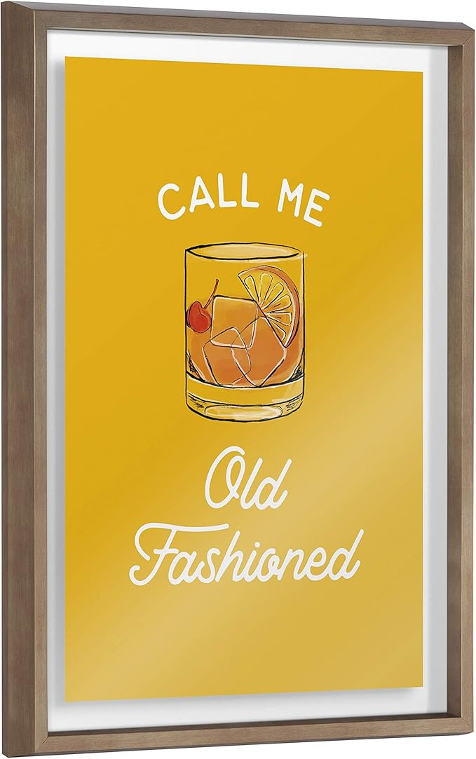 Kate and Laurel Blake Call Me Old Fashioned Yellow Framed Printed Glass Wall Art by The Creative ... | Amazon (US)