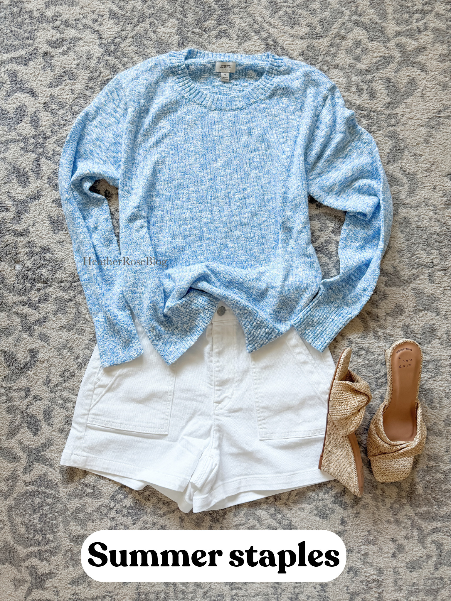 Summer outfit loading…….
Light weight sweater I’m reaching for over and over, casual shorts that easily go from day to night and wedge sandals with memory foam I’m wearing on repeat!  

 #LTKootd #LTKmomlife #LTKOver40