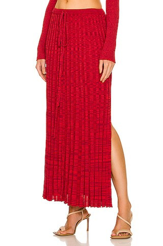 Christopher Esber Pleated Knit Tie Skirt in Chilli | FWRD | FWRD 