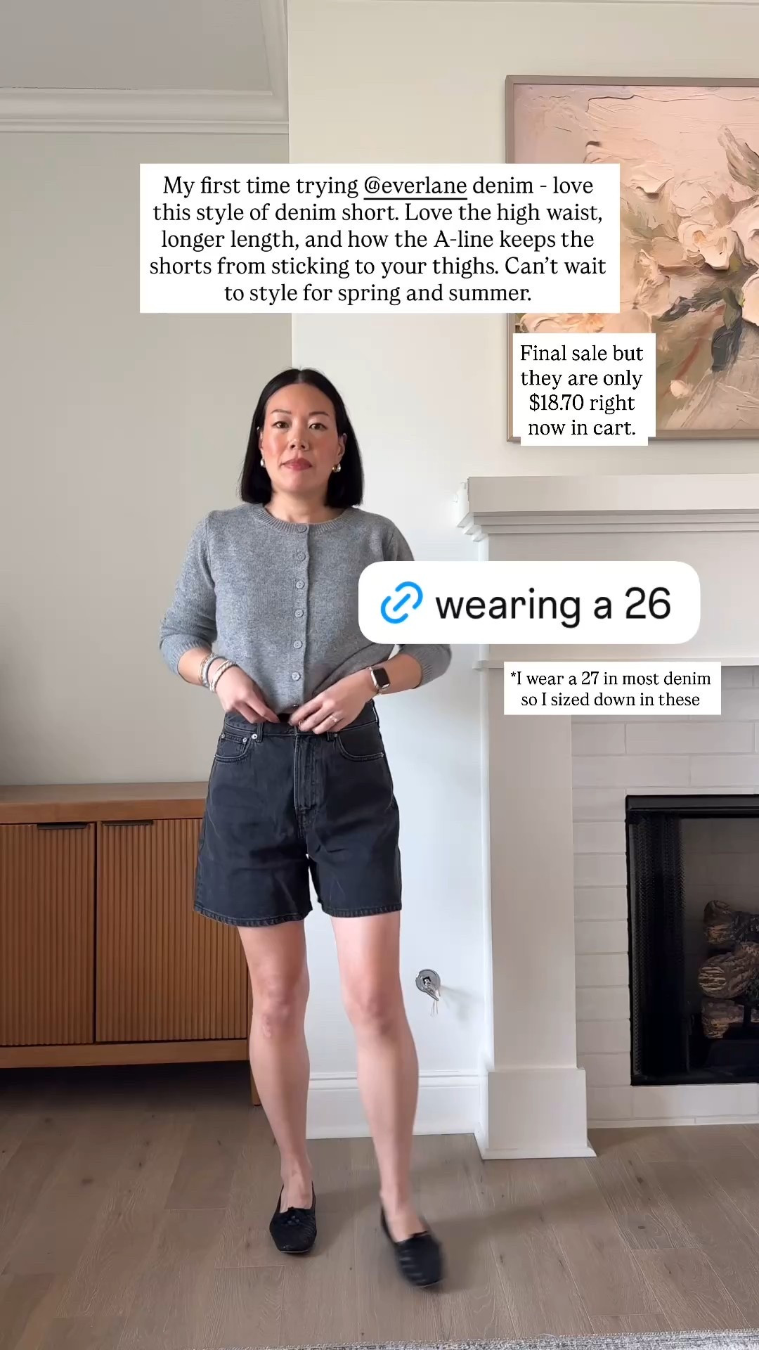 Wearing a 26 in the black denim shorts, Small in the cashmere cardigan, and the flats are TTs  

#LTKPetite #LTKOver40 #LTKootd