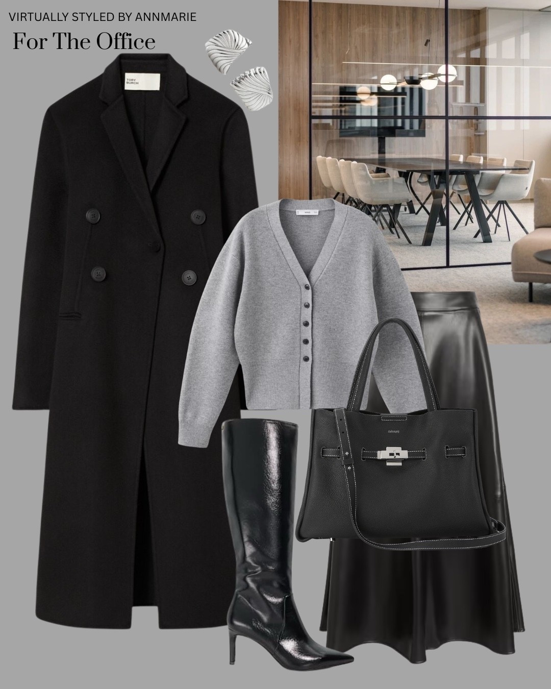 Work wear outfit with black leather skirt 

#LTKstyletip #LTKwinter