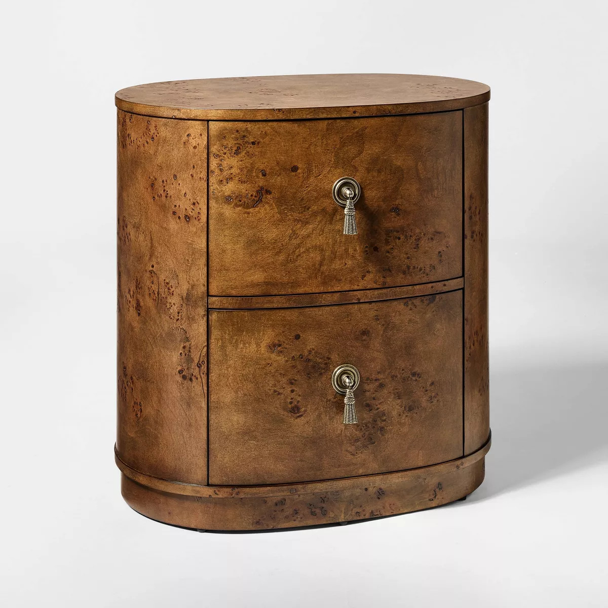 Burled Wood 2 Drawer Nightstand with Decorative Hardware Brown- Threshold\u2122 designed with Stu... | Target