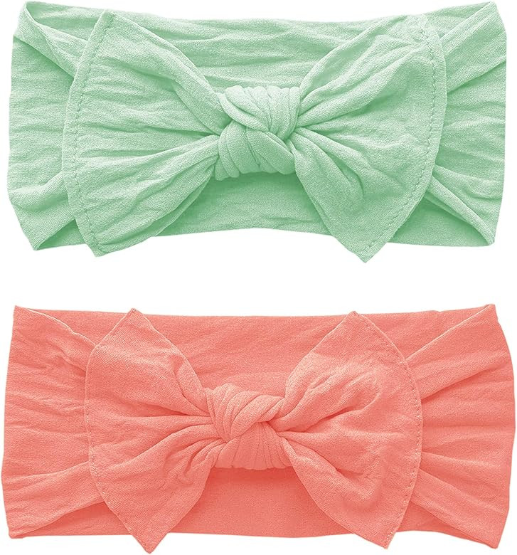 Baby Bling Bows 2 Pack - Baby to Little Girls Classic Knot Headbands | Amazon (US)