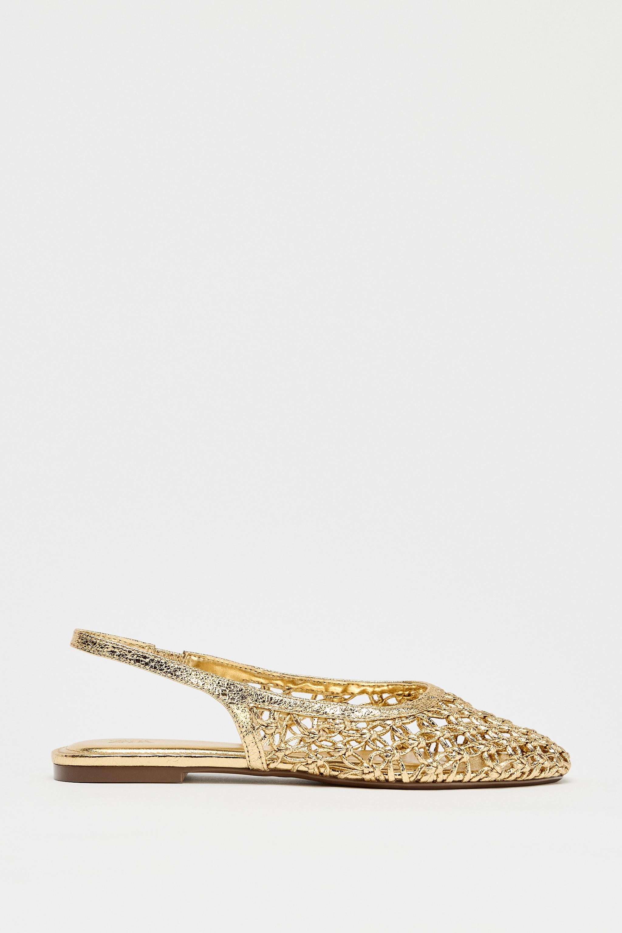 METALLIC BRAIDED SLINGBACK SHOES | Zara US