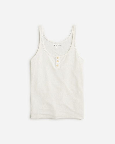 Click for more info about Henley tank top in stretch linen blend