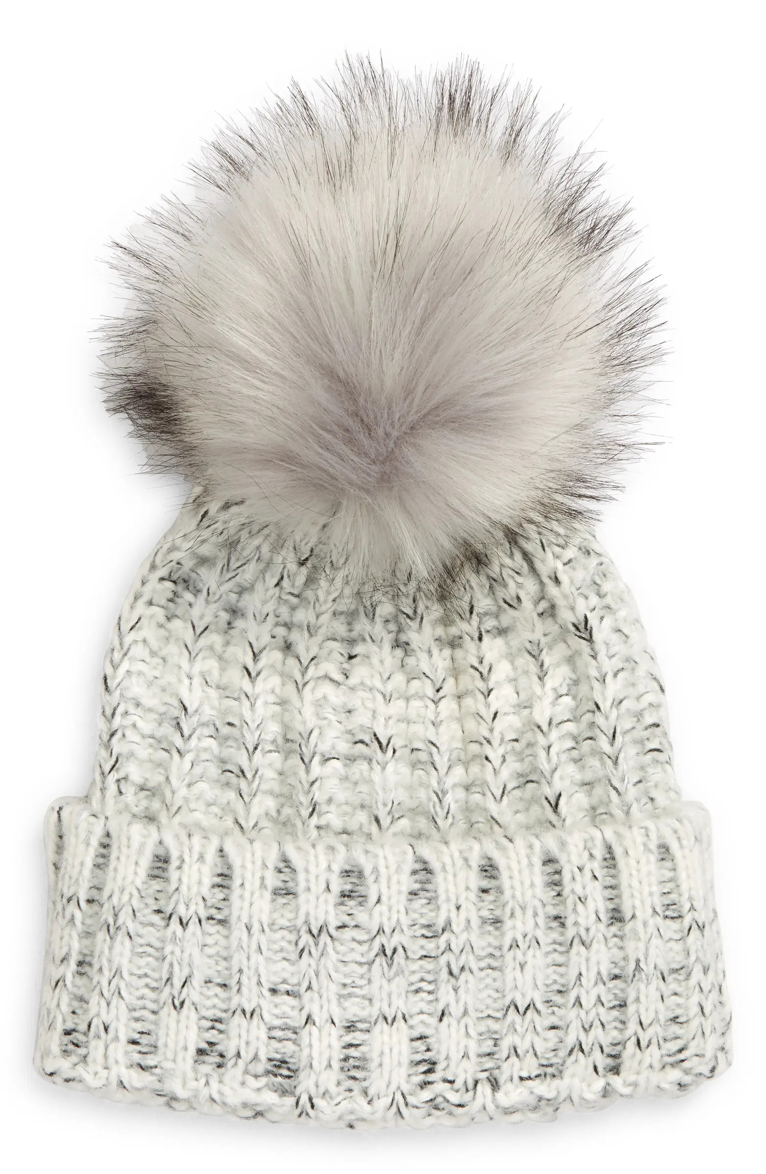 Kyi Kyi Chunky Wool Blend Beanie with Faux Fur Pom | Nordstrom | Nordstrom