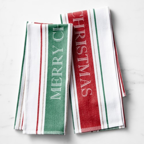 Merry Christmas Jacquard Tea Towels, Set of 2 | Williams-Sonoma