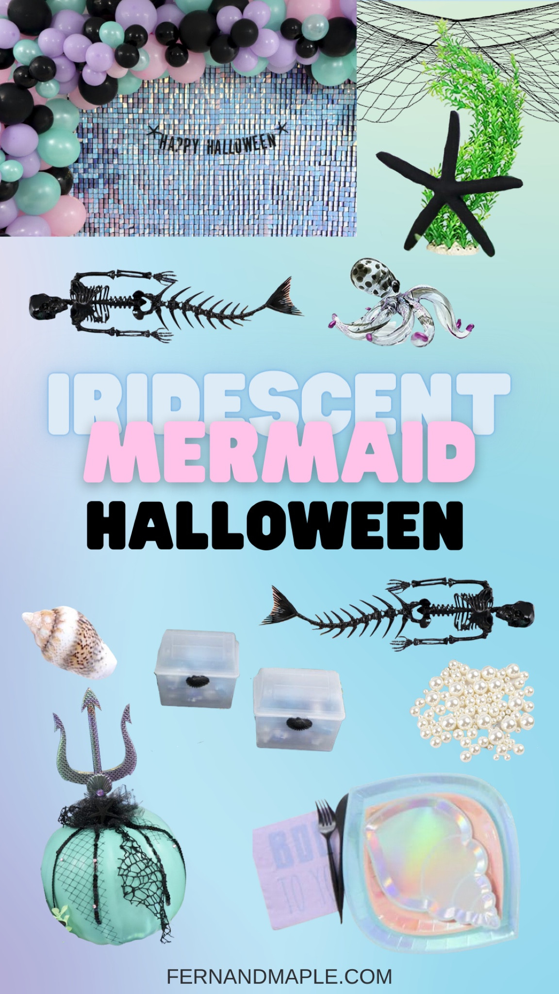 Create a unique under-the-sea theme with this non-traditional pastel mermaid themed Halloween Party with iridescent backdrop!

#LTKparties #LTKHalloween #LTKhome