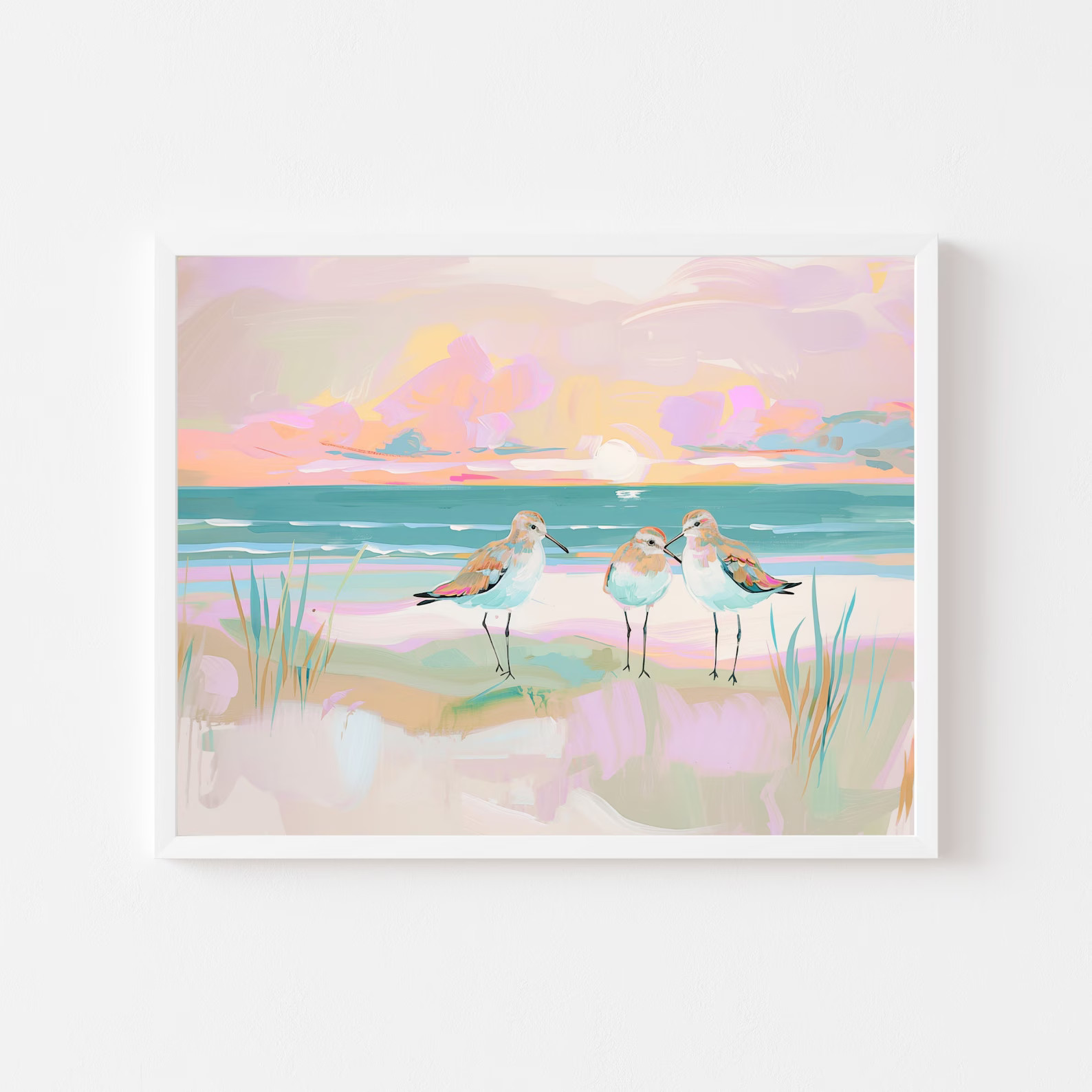Colorful Sandpiper Painting Coastal Shore Bird Wall Art Print Beach House Summer Shore Printable ... | Etsy (US)
