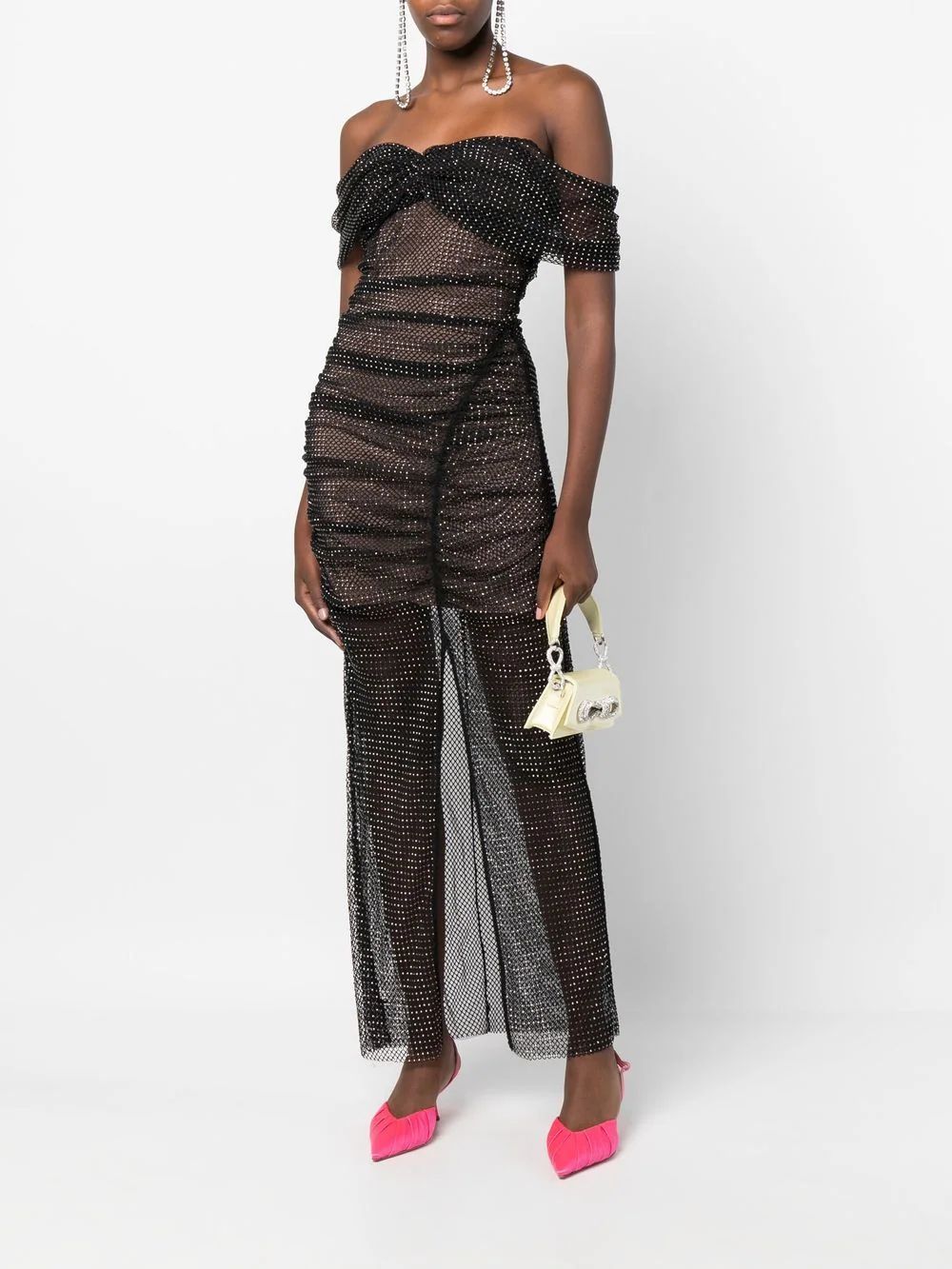 Self-Portrait fishnet-effect Midi Dress - Farfetch | Farfetch Global