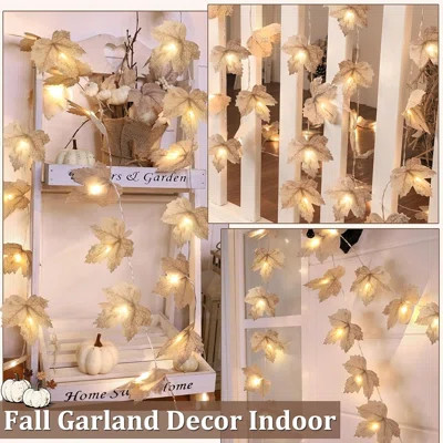 4 Pack Fall Decor Lighted Fall Garland Fall Decorations For Home, Maple Leafed Garland Total 26Ft 80LED Fall Lights Battery Operated Autumn Garlands H | Wayfair North America