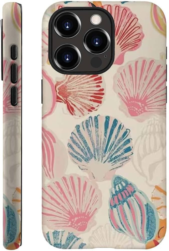 Case Compatible with for iPhone 14 Pro,Pink Sea Shell Art Phone Case for iPhone 14 Pro,Protective... | Amazon (US)