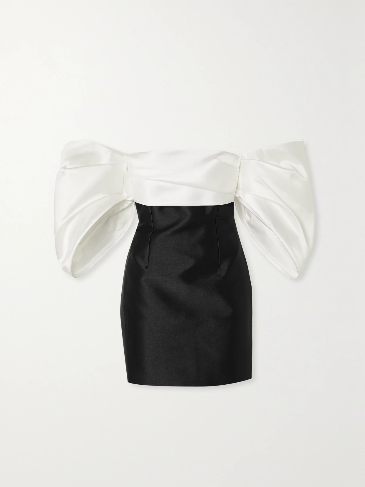 Solace London - Elina Off-the-shoulder Two-tone Gathered Satin-twill Mini Dress - Black | NET-A-PORTER (UK & EU)
