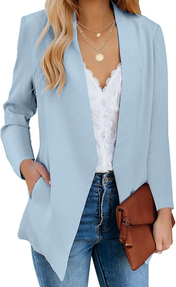 luvamia Women's Casual Long Sleeve Lapel Button Slim Work Office Blazer Jacket | Amazon (US)