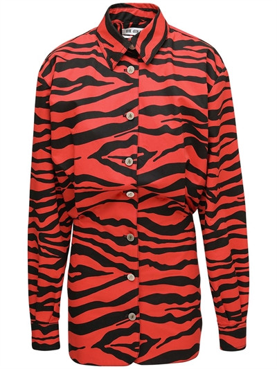 The Attico - Zebra print cotton denim mini dress - Black/Red | Luisaviaroma | Luisaviaroma