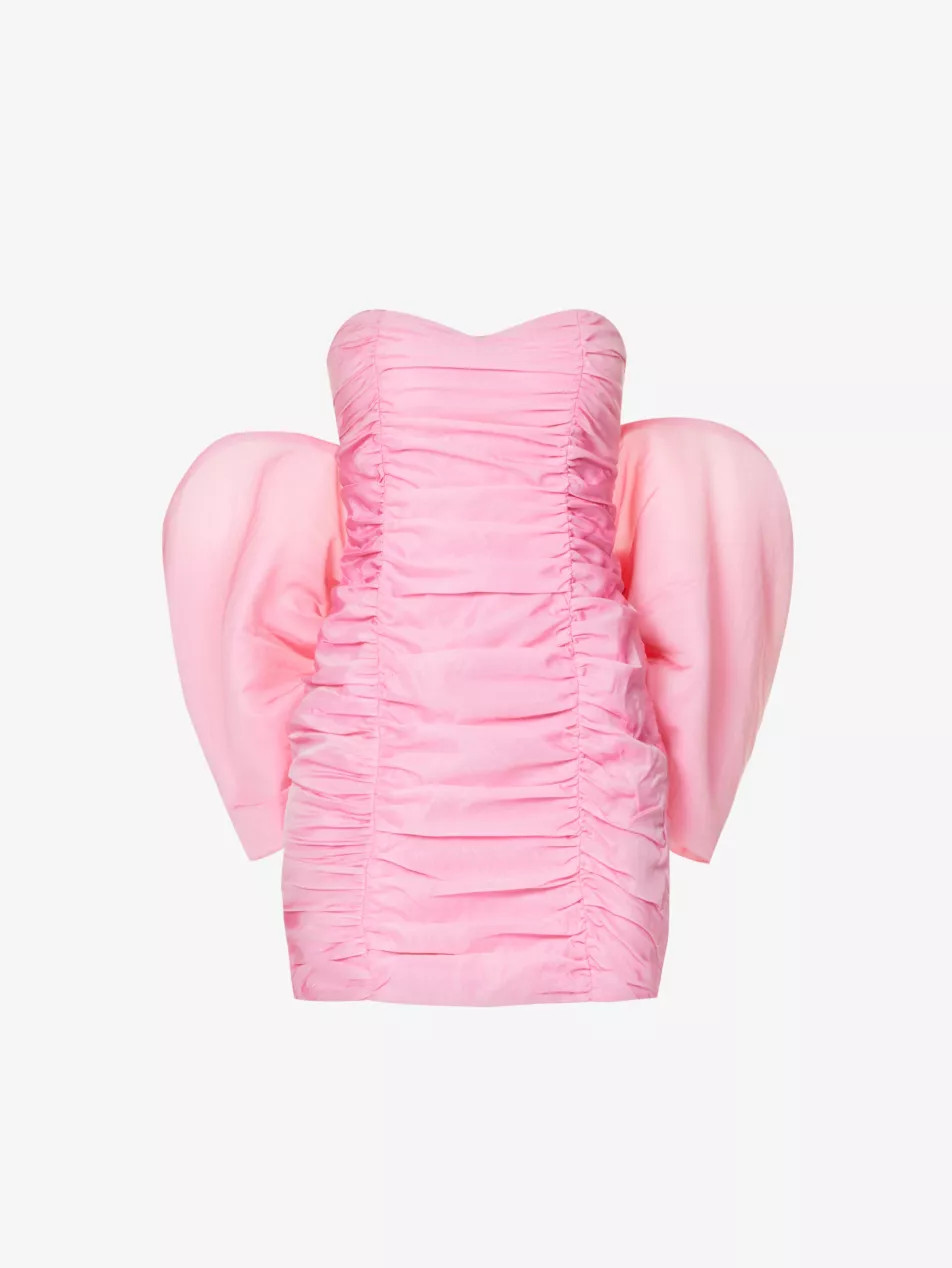 Strapless bow-embellished woven mini dress | Selfridges