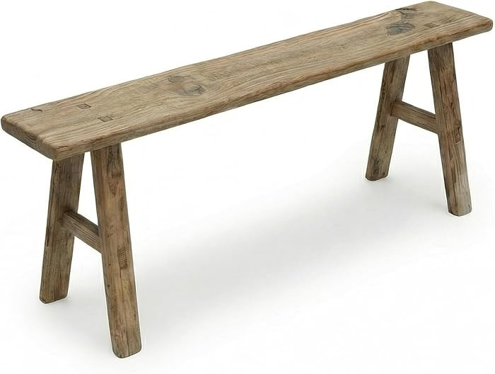 Handmade Wooden Entryway Bench - Vintage Noodle Style for Living Room, Bedroom, or Hallway - Dura... | Amazon (US)