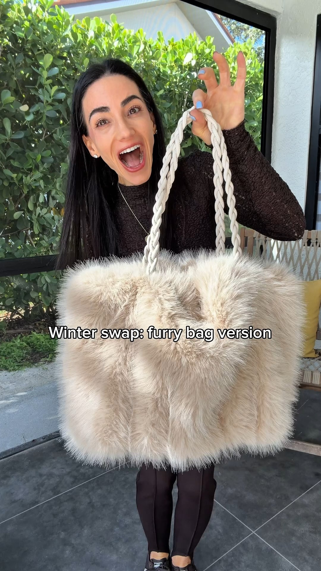 Same outfit, different winter bag — swapping in a cozy furry purse for colder days.

#LTKSeasonal #LTKPetite #LTKootd