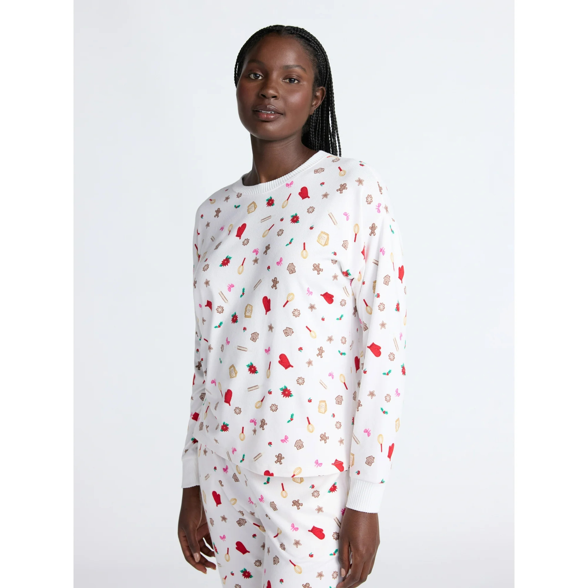 Joyspun Women's Cozy Lounge Collection Hacci Knit Sleep Top with Long Sleeves, Sizes XS-3X | Walmart (US)