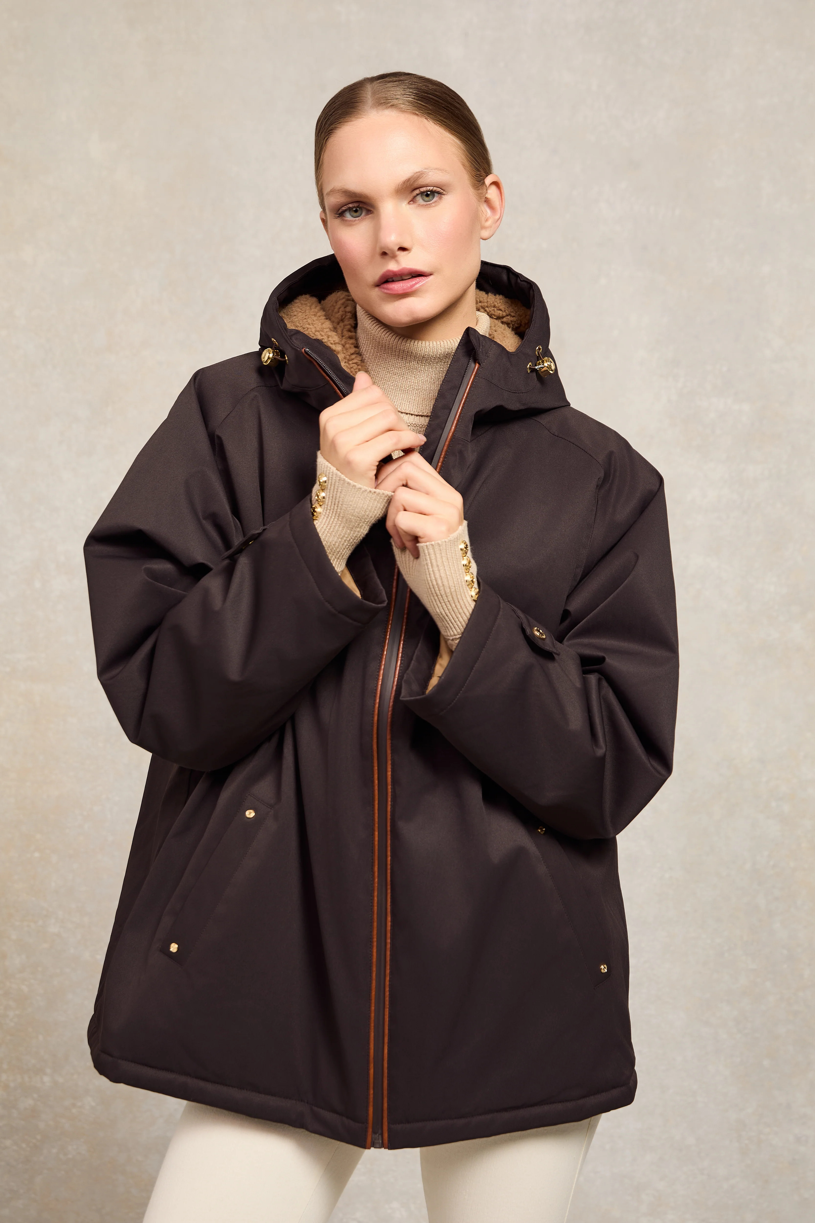 One-Size Waterproof Jacket (Chocolate) | Holland Cooper