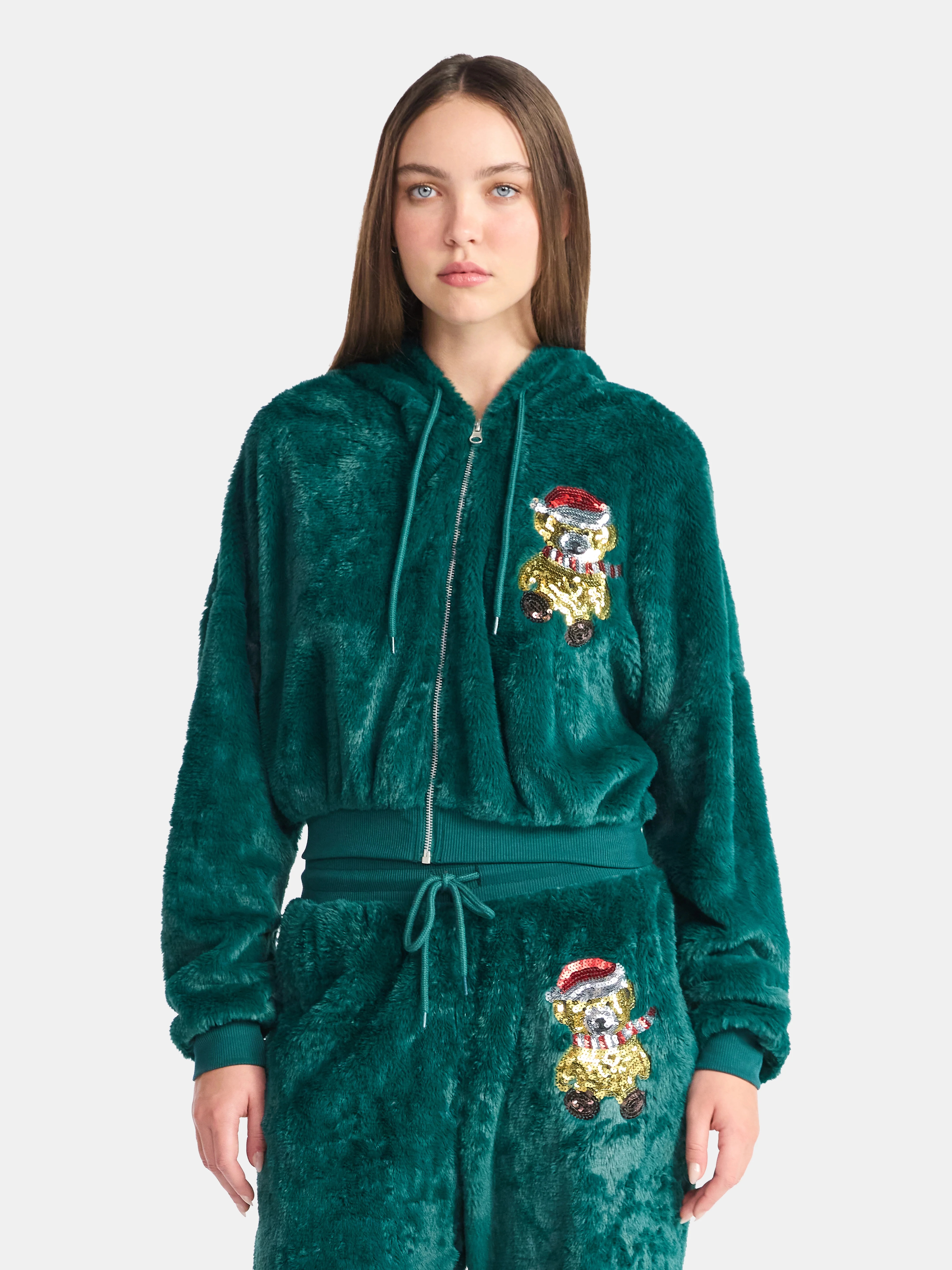 No Boundaries Christmas Plush Jacket, Women's & Women's Plus | Walmart (US)