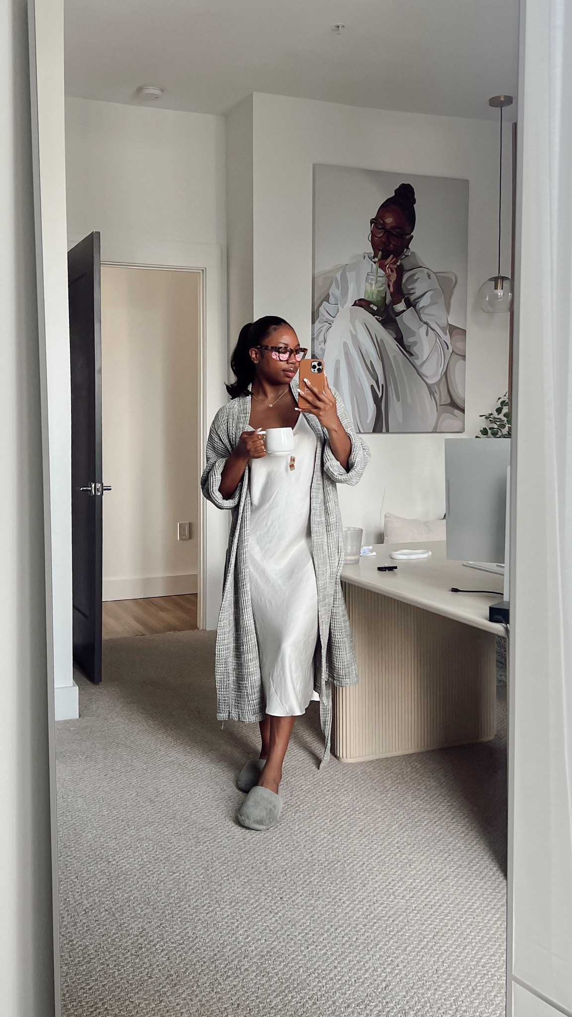 cozy in my aritzia satin slip dress and parachute waffle robe 

#LTKHome #LTKStyleTip #LTKBeauty