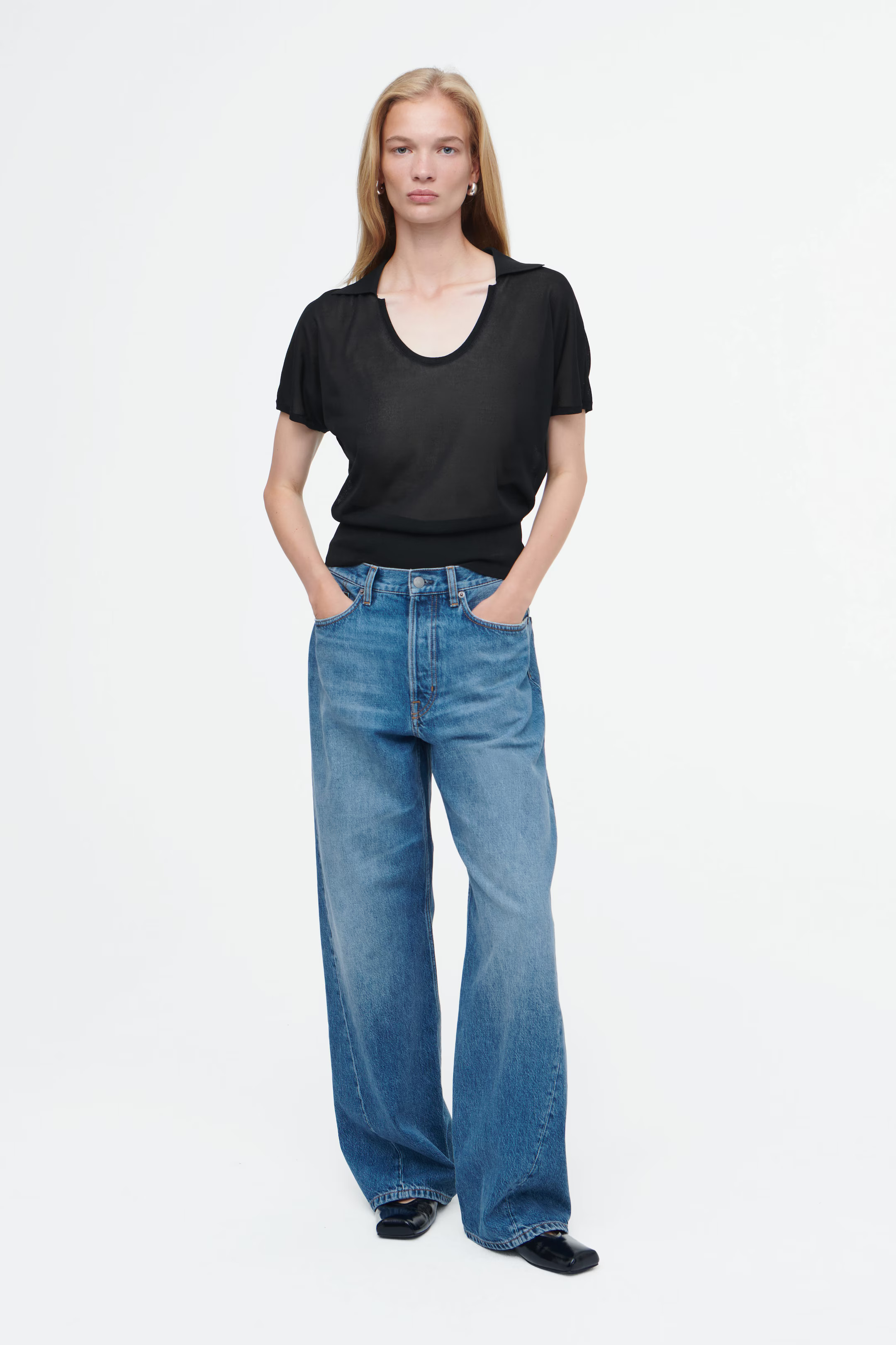 SQUARE-TOE BALLET FLATS - BLACK | COS (AU)