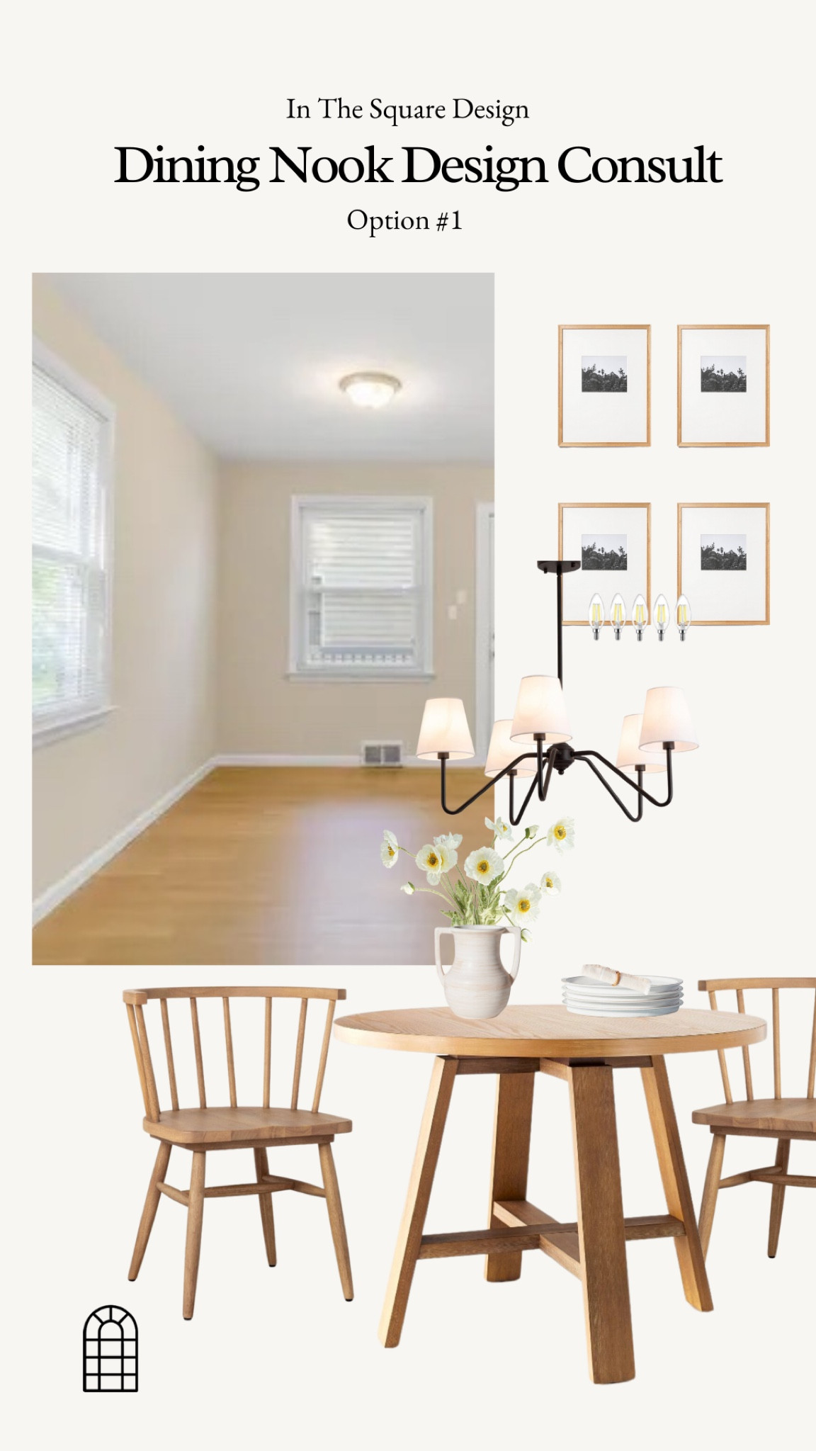 Dining Nook Consult

Wood dining table, wood circle table, wood dining chair, wood chair, black light fixture, affordable lighting, ceramic vase, faux flowers, ceramic plates, ceramic dining serve ware, napkins, wood frames, studio mcgee, Amazon lighting, black chandelier 

#LTKunder100 #LTKhome #LTKsalealert